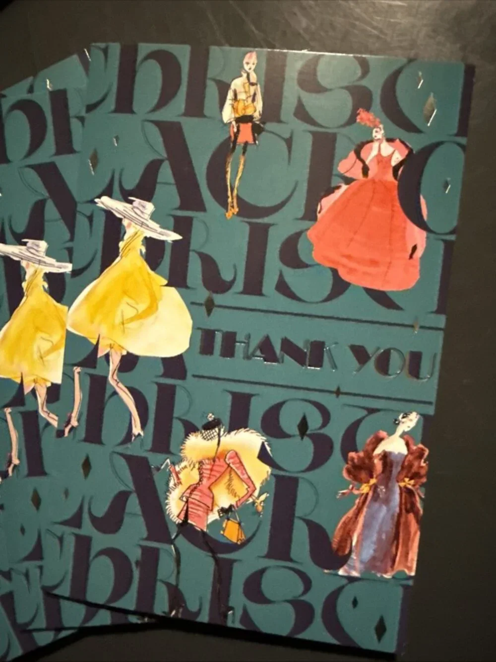 Christian Lacroix Thank you Stationary set 4x6 9 NOTECARDS 10 ENVELOPES LEFT